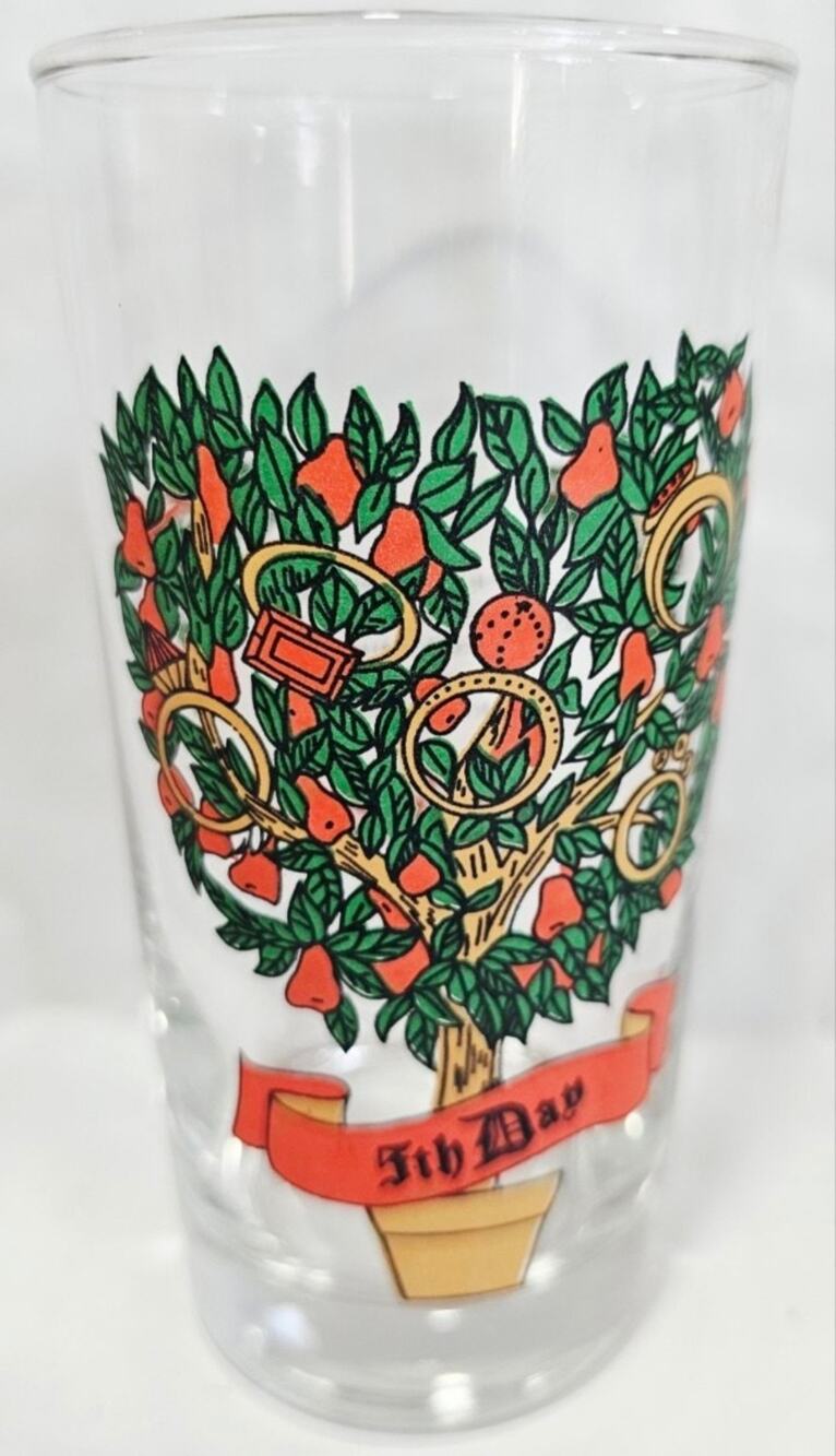 5th Day Vtg Indiana Glass 12 Days of Christmas Glass Tumbler Replacement Glass